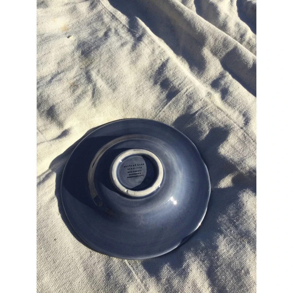 Pottery Barn saucer only 7” light blue tea cup boho ceramic pottery hand painted